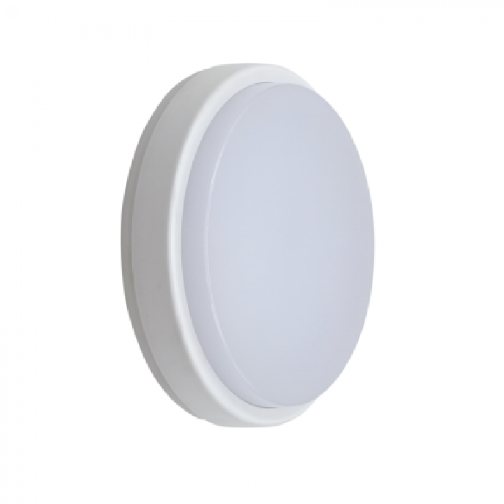 Светодиодный светильник герметичный, LBR 10W 4000K 160*41*160мм, пластик белый круг, IP65			