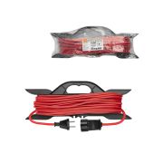 Удлинитель-шнур на рамке силовой У-11002 ПВС красный 1300 Вт б/з, 30м, штепс. гнездо Народный