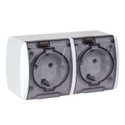 Розетка 2-м ОП Владивосток 16А IP54 с заземл. с прозр. крышкой бел. EKF