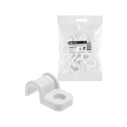 Крепеж-скоба для трубы 16 мм односторонняя для прямого монтажа (10 шт.) белая TDM