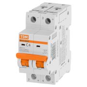 Автоматический выключатель ВА47-60DC 2P 4А 6кА х-ка С 440В пост. тока TDM