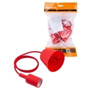 Патрон пластиковый Е27 с подвесом 1 м, красный TDM