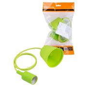 Патрон пластиковый Е27 с подвесом 1 м, зеленый TDM