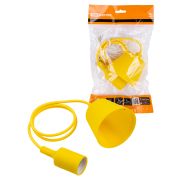 Патрон пластиковый Е27 с подвесом 1 м, желтый TDM