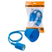 Патрон пластиковый Е27 с подвесом 1 м, синий TDM