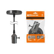 Патрон Е27 с выключателем с подвесом 1 м, металлический «Лофт», черный TDM