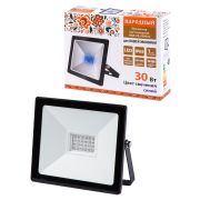 Прожектор светодиодный СДО-04-030Н-С (синий свет) 30 Вт, IP65, черный, Народный