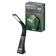 Светильник светодиодный-часы СНЧ-2, 5 Вт, календ., терм-р, 5000 К, сенсор-диммер, USB, черный, TDM