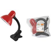 Светильник настольный прищепка 40Вт, E27, красный, (мягкая упак.) Народный