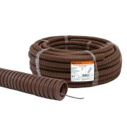 Труба гофрированная ПВХ d 16 с зондом (25 м) легкая «ЭКО» (венге) TDM