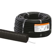 Труба гофрированная ПНД d 50 с зондом (25 м) легкая 350H черная TDM