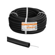 Труба гофрированная ПНД d 16 с зондом (25 м) легкая 350H черная TDM