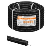 Труба гофрированная ПНД d 20 с зондом (25 м) легкая 350H черная TDM