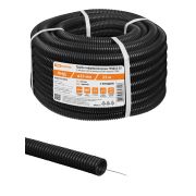 Труба гофрированная ПНД d 25 с зондом (25 м) легкая 350H черная TDM