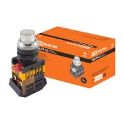 Кнопка ABLFP-22 прозрачн. d22мм неон/230В 1з+1р TDM