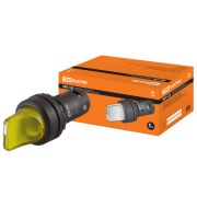 Переключатель на 2 положения SB7-CK2565 с фиксацией, 1НО+1НЗ, стандартная ручка, d22 мм, с подсветкой 24 В LED, желтый, IP40 TDM