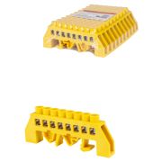 Шина «PE» «земля» в желтом изоляторе на DIN-рейку 8x12мм 8 групп TDM