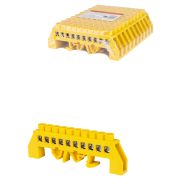 Шина «PE» «земля» в желтом изоляторе на DIN-рейку 8x12мм 10 групп TDM