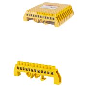 Шина «PE» «земля» в желтом изоляторе на DIN-рейку 8x12мм 12 групп TDM