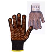 Перчатки х/б плотной вязки с ПВХ, «Точка», черные, 8, 10 кл., 72-75 г, 1 пара, TDM