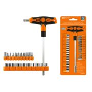Набор, отвертка с Т-образной ручкой с битами и торцевыми головками, №3, 21 предмет «Алмаз» TDM