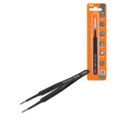 Пинцет прямой 120 мм, плоское жало 3 мм, нерж., антистатич. покр., блистер, «Рубин» TDM