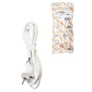 Шнур сетевой с вилкой ПВС-ВП 2x0,75мм² 5м б/з белый TDM