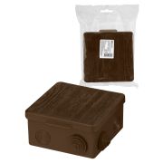 Распаячная коробка ОП 100х100х55мм, крышка, «ЭКО» (венге), IP54, 8вх. инд. штрихкод TDM