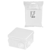 Распаячная коробка ОП 80х80х50мм, крышка, IP54, 7вх., белая, инд. штрихкод TDM