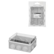 Распаячная коробка ОП 150х110х70мм, прозрач. крышка, IP55, 10 гермовводов, инд. штрихкод, TDM