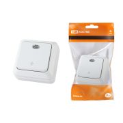 Переключатель на 2 направления 1-кл. открытой установки с подсветкой IP20 10А, белый «Ладога» TDM