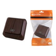 Выключатель 2-кл. открытой установки с подсветкой IP20 10А, бук «Ладога» TDM