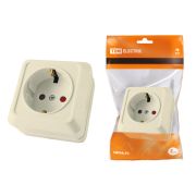 Розетка 2П+З открытой установки с з/ш IP20 16А, слоновая кость «Ладога» TDM