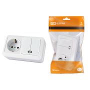 Блок комбинированный выключатель 2-кл. 10А с подсветкой + розетка 2П+З 16А 250В БКВР IP20 белый «Ладога» TDM