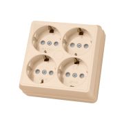 Розетка четырехместная 2П+3 открытой установки IP20 16A с защитными шторками сл.кость «Ладога» TDM