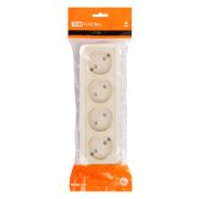 Розетка 4-х местная горизонтальная 2П открытой установки IP20 10A с з/ш сл. кость «Ладога» TDM