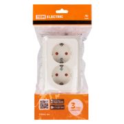 Розетка угловая двойная 2П+3 открытой установки с з/ш IP20 250В 16А сл. кость «Ладога» TDM