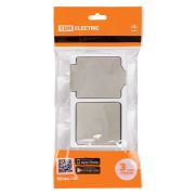 Блок (горизонтальный) выключатель 1-кл. + розетка 2П+З с з/ш БКВР IP54 серый «Вуокса» TDM