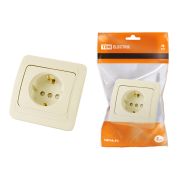 Розетка 2П+З 16А  c защитными шторками сл. кость «Валдай» TDM