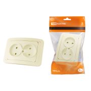 Розетка двойная 2П 10А c защитными шторками сл. кость «Валдай» TDM