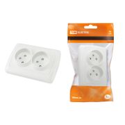 Розетка двойная 2П 10А 250В с защ. шт. белая «Онега» TDM