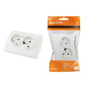 Розетка двойная 2П+3 16А 250В белая «Онега» TDM