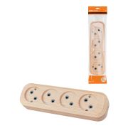 Колодка розеточная 4 гнезда 2П б/з 10А 250В «Эко» (сосна) TDM