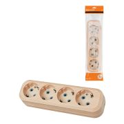 Колодка розеточная 4 гнезда 2П+3 16А 250В «Эко» (сосна) TDM