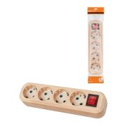 Колодка розеточная 4 гнезда 2П+3 с выключателем16А 250В «Эко» (сосна) TDM