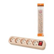 Колодка розеточная 5 гнезд 2П+3 с выключателем16А 250В «Эко» (сосна) TDM