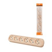 Колодка розеточная 6 гнезд 2П б/з 10А 250В «Эко» (сосна) TDM