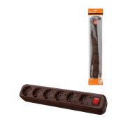 Колодка розеточная 6 гнезд 2П+3 с выключателем16А 250В «Эко» (бук) TDM