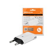 Вилка б/з белая 10А 250В (евровилка CEE 7/16) угловой вывод проводника TDM