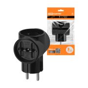 Тройник 3х2П 16А 250B ЕВРО черный «Ретро» (карболит) TDM